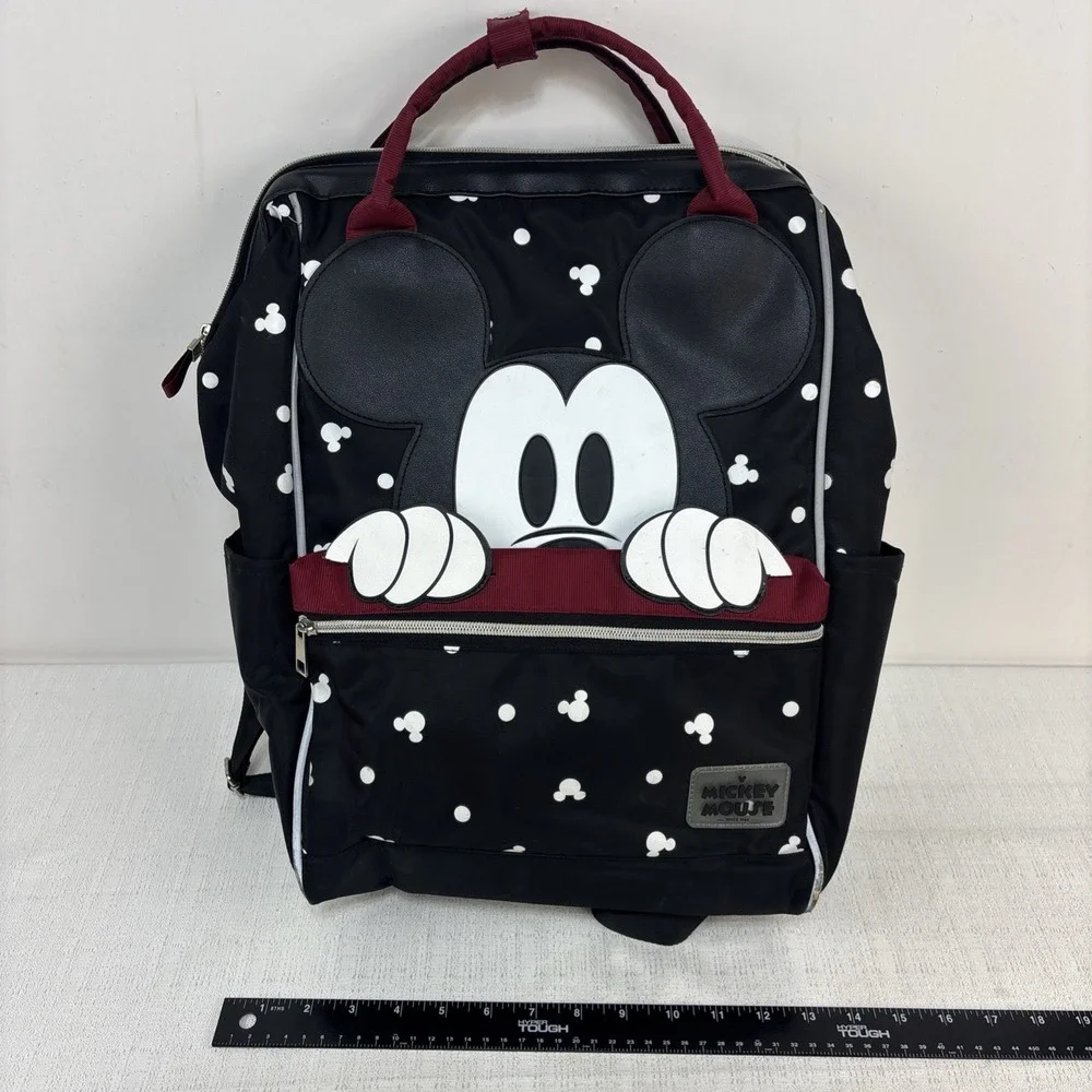 DISNEY Bioworld Large Mickey Mouse Big Face Peek-a-Boo Backpack Pockets Embossed